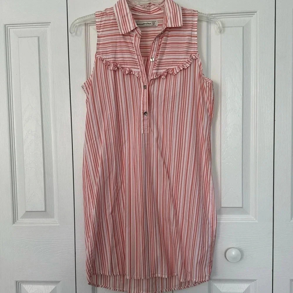 Abercrombie & Fitch Coral Pink Striped Tunic Mini Dress Size XS‎